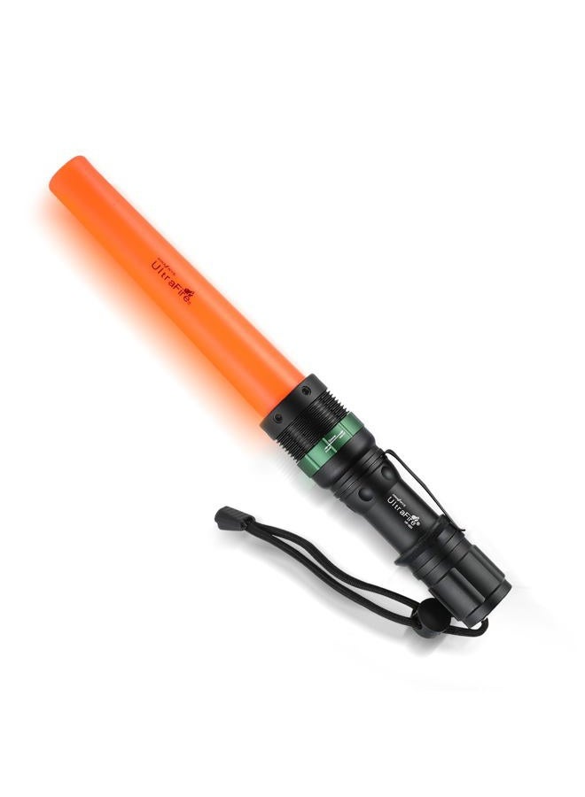 UltraFire LED Torch 6-Inch Signal Traffic Wand Flashlight With Strobe Mode 250 Lumens,With Wrist Strap Lanyard,Orange Finish - Image 1