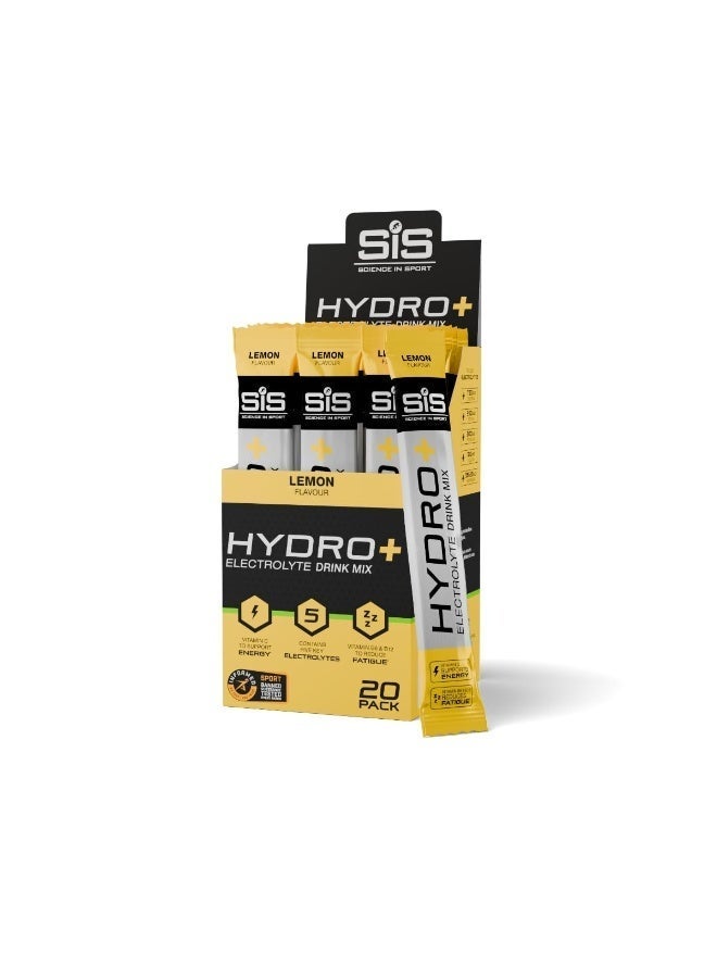 SIS HYDRO+ Electrolyte Drink Mix, LEMON FLAVOUR, Vitamin C to Support Energy, Contains Five Key Electrolytes, Vitamin B6 & B12 to Reduce Fatigue, Sport Banned Substance Tested Every Batch, 20 Pack - Image 1