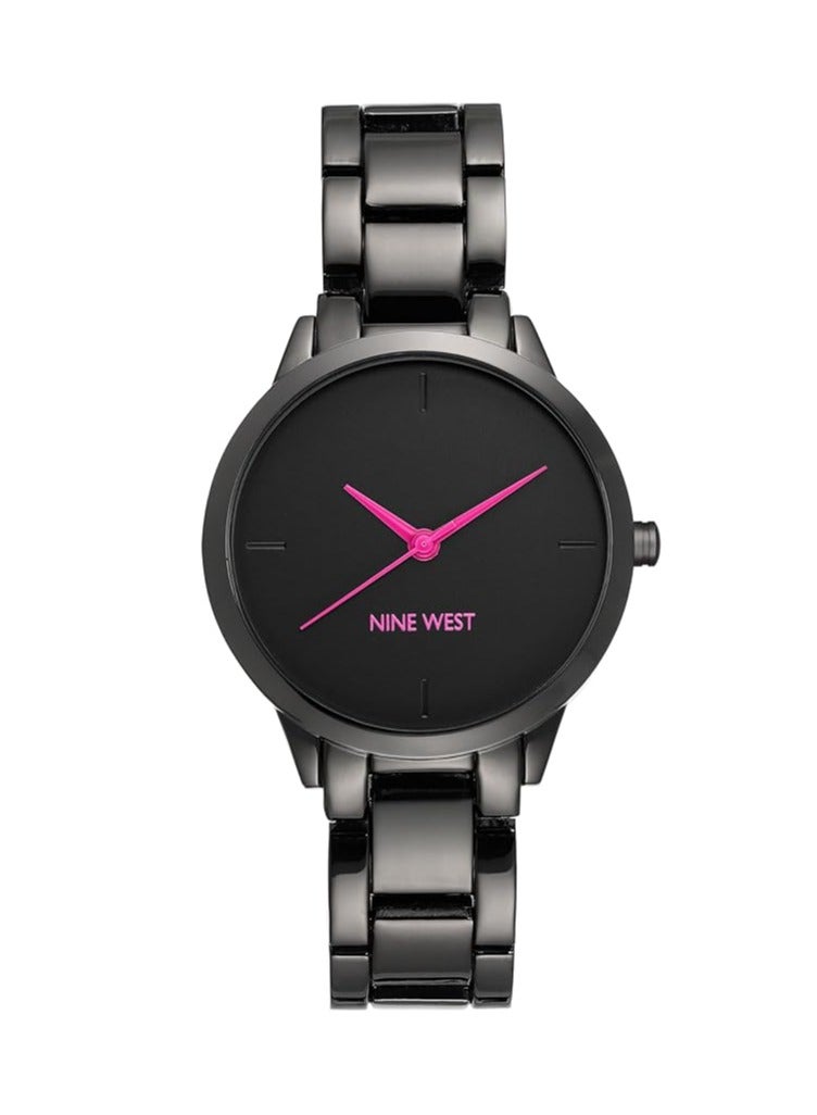 NINE WEST ساعة معصم نسائية بلون رمادي معدني - Image 1