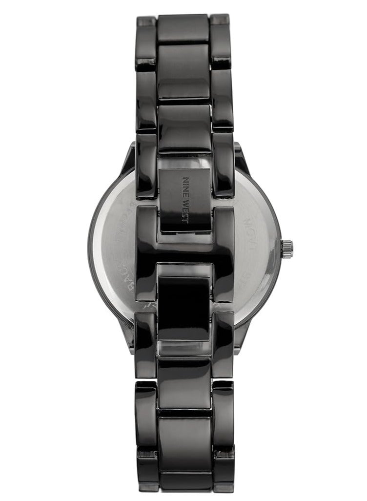 NINE WEST ساعة معصم نسائية بلون رمادي معدني - Image 3