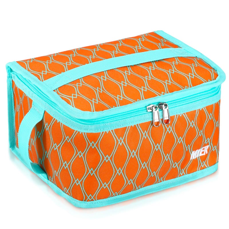 MIER Insulated Lunch Box for Men Women Kids Portable Small Lunch Bag 9 CAN Compact Thermal Mini Cooler for School Work Picnic, Orange - Image 1
