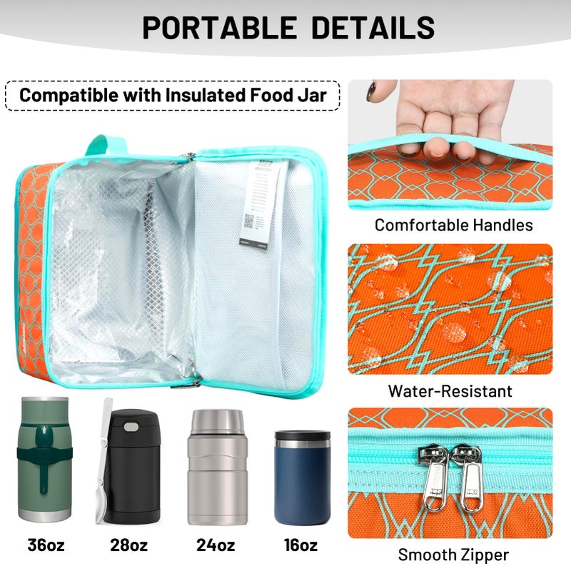 MIER Insulated Lunch Box for Men Women Kids Portable Small Lunch Bag 9 CAN Compact Thermal Mini Cooler for School Work Picnic, Orange - Image 3