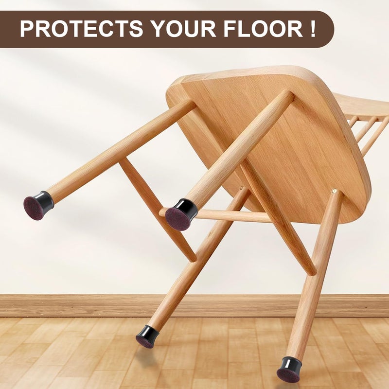OCONDA 20 Pcs Chair Leg Floor Protectors For Hardwood Floors, Black Rubber Furniture Sliders With Felt, Silicone Furniture Leg Caps Covers, Fit Round Diameter (0.6"" To 0.8"") - Image 5