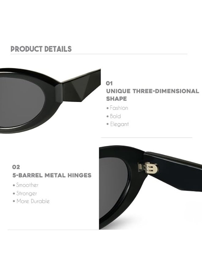 MINIBO UV400 oval cat eye sunglasses, unisex retro Y2K style - Image 5