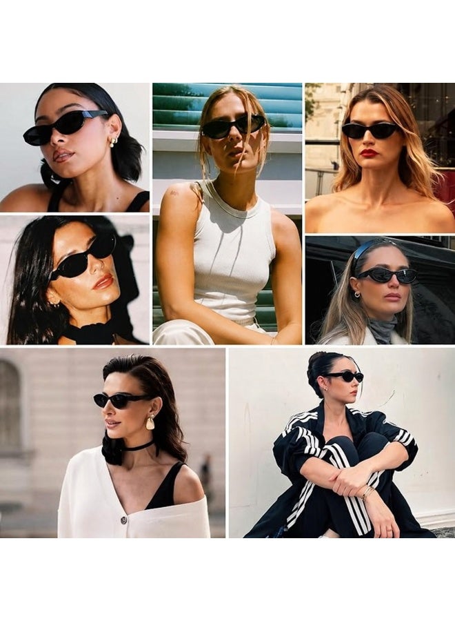MINIBO UV400 oval cat eye sunglasses, unisex retro Y2K style - Image 3
