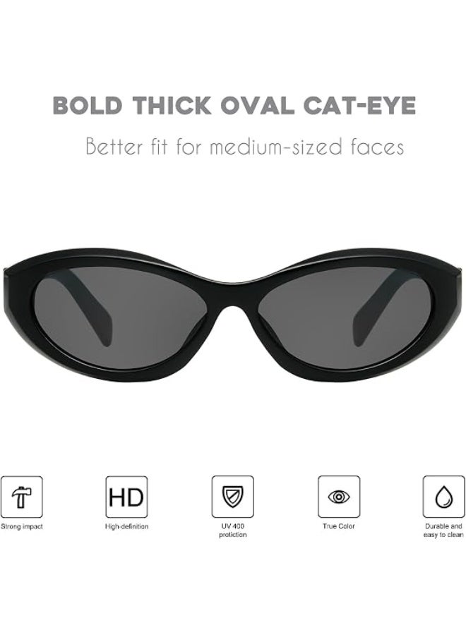 MINIBO UV400 oval cat eye sunglasses, unisex retro Y2K style - Image 4