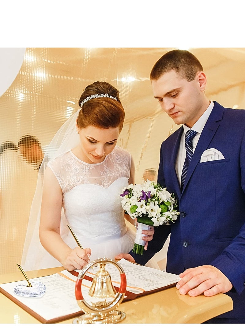 SYOSI حامل قلم على شكل قلب، حامل قلم لتسجيل الضيوف، حامل قلم معدني مع قاعدة قلب أكريليك، حامل قلم دائري مجوف لحفل الزفاف والخطوبة وكتيب ضيوف التخرج 2 قطعة - Image 3