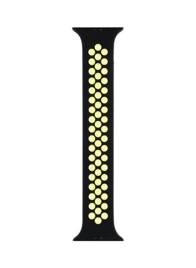 NIBEMINENT Elastic Silicone Watchband For Apple Watch Series 6/SE/5/4 44mm - 3/2/1 42mm Black/Yellow - Image 2