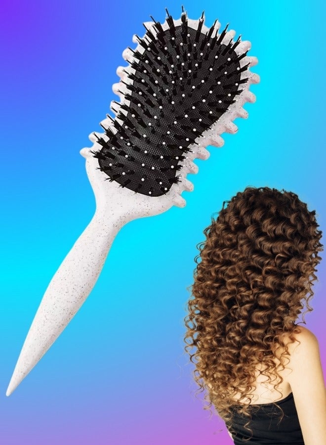 NIKITA.VIVI فرشاة شعر مجعدة لتصفيف الشعر مشط تجعيد الشعر فرشاة شعر مجعدة أفضل فرشاة لتحديد التجعيد مع أسنان فرشاة شعر للتسريح والتشكيل تقليل الشد وفصل التجعيد للحصول على تجعيدات محددة - Image 1