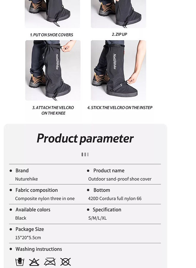 Naturehike Â€Œsnow Foxâ€ Outdoor High-Tube Walking Sand Shoes  Night Black, Waterproof Pu Nylon, Size S (Eu 3537) - Image 3