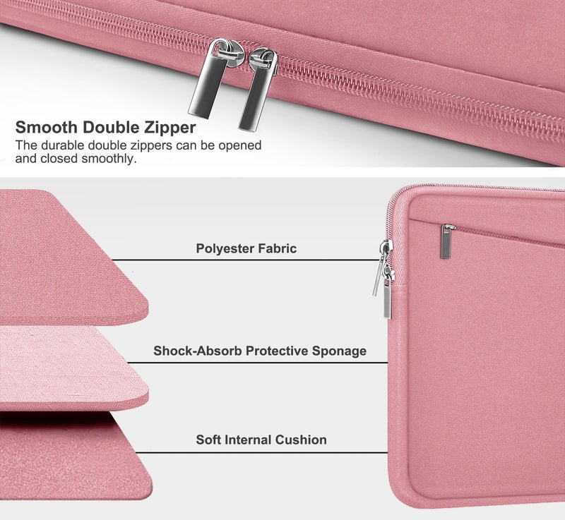 AREYLO 15.6 inch Laptop Case, Slim Computer Carrying Bag Protective Cover Briefcase with Front Pocket, Durable Laptop Sleeve for 15-16 Inch HP, Dell, Lenovo, Asus- Red Pink - Image 3