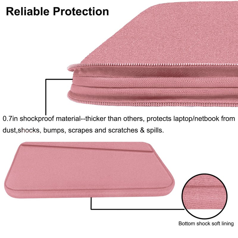AREYLO 15.6 inch Laptop Case, Slim Computer Carrying Bag Protective Cover Briefcase with Front Pocket, Durable Laptop Sleeve for 15-16 Inch HP, Dell, Lenovo, Asus- Red Pink - Image 4