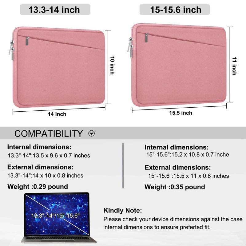 AREYLO 15.6 inch Laptop Case, Slim Computer Carrying Bag Protective Cover Briefcase with Front Pocket, Durable Laptop Sleeve for 15-16 Inch HP, Dell, Lenovo, Asus- Red Pink - Image 5