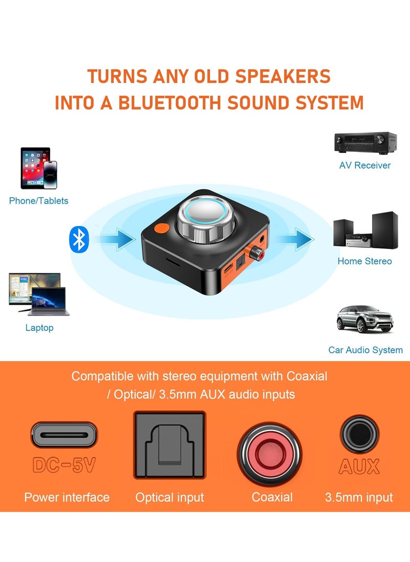 Generic - Bluetooth Audio Receiver Adapter, Bluetooth 5.1 Audio Receiver Adapter, 3D Surround Stereo Audio Receiver for Sound System/Phones/Tablets/Headphone, Low Latency Bluetooth Audio Adapter Receiver - Image 1