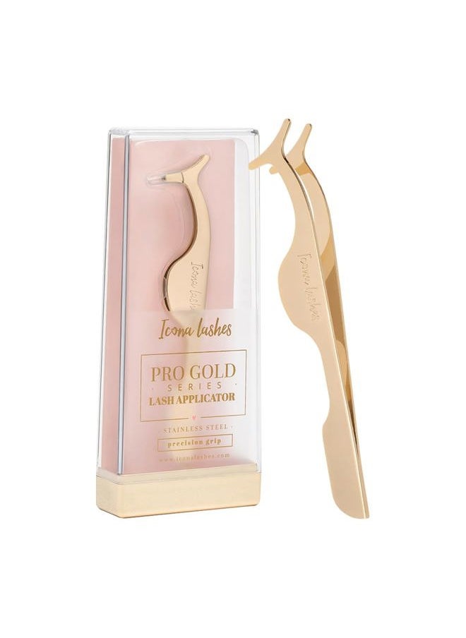 Icona Lashes Eyelash Applicator for False Eyelashes & Lash Extensions || 24K Gold Plated Stainless Steel with Contoured Tip for Precise Application & Ergonomic Handle for Comfortable Grip  - Image 1
