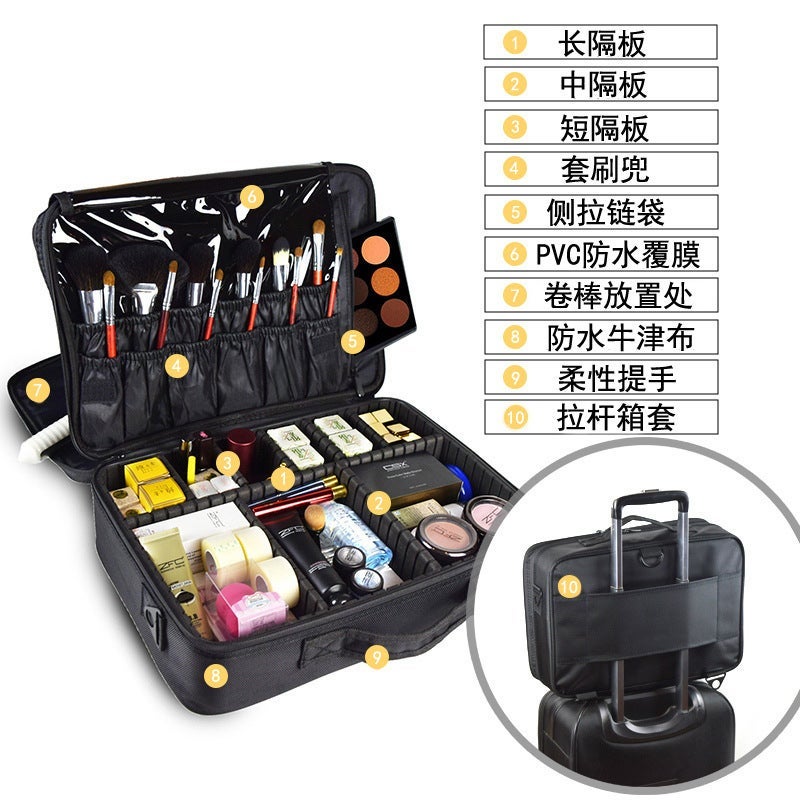 Professional Partition Storage Large Multi-Layer Cosmetic Bag Cosmetic Case Makeup Portable Beauty Toolbox Tattoo Tool Kit - Image 2