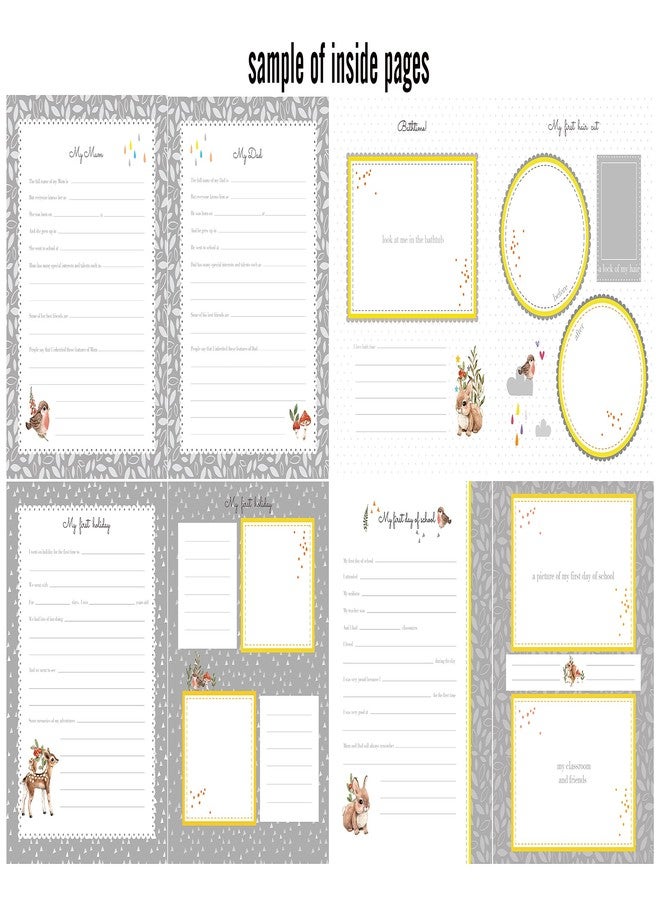 Holoary First 5 Years Baby Memory Book - 76 Colourful Illustrated Keepsake Journal Pages Record Book Album for Newborn Baby Boy or Girl, Woodland Animals Design(Elephant) - Image 3