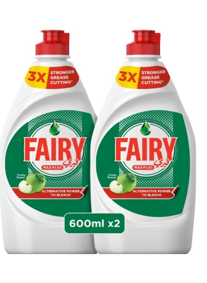 Fairy Fruity Green Liquid Dishwashing Soap 600mlx2 - Image 1