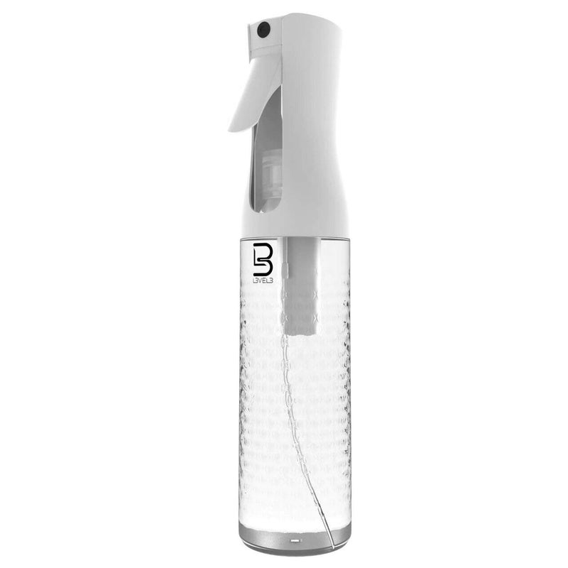 L3 Level 3 Beveled Spray Bottle - Continuous Spray with a Fine Mist Pattern - Barber and Hair Stylist Supplies - Less Hand Fatigue Compared to Standard Bottles - Level Three Barber Spray - 300 ml