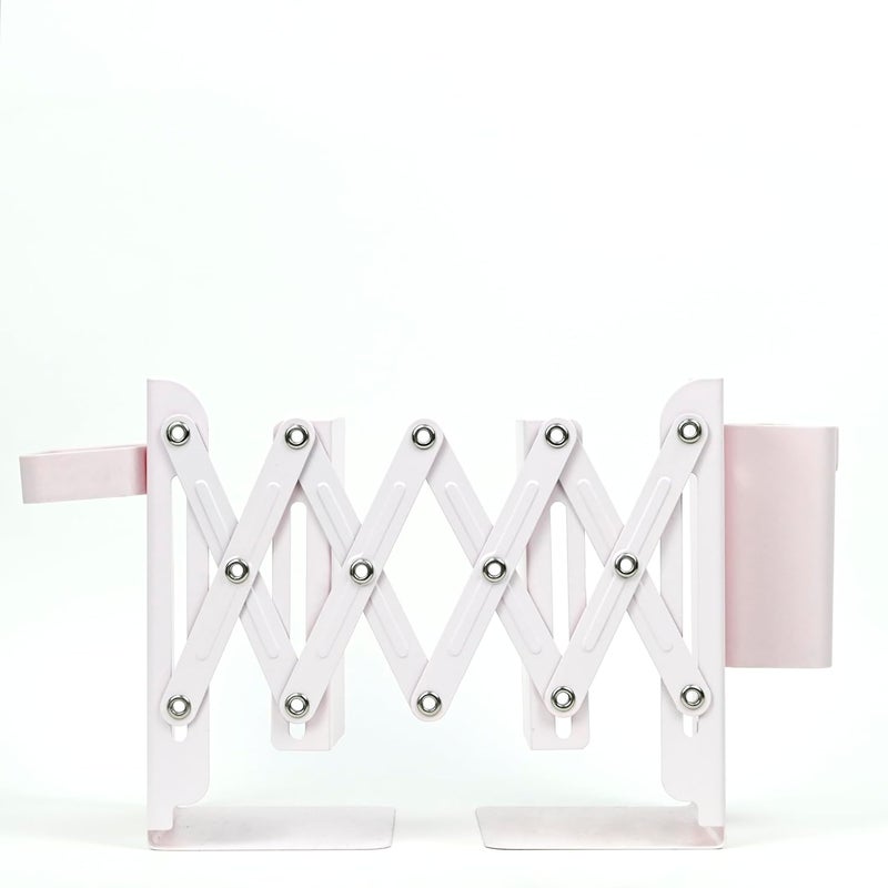 Articious Adjustable Bookend Organizer with Pen Holder | Expandable Desk Bookshelf for Office, Study, and Home | Book Rack Stand for Books, Files & Stationery (Extends Up To 17 Inches) - Pink - Image 3
