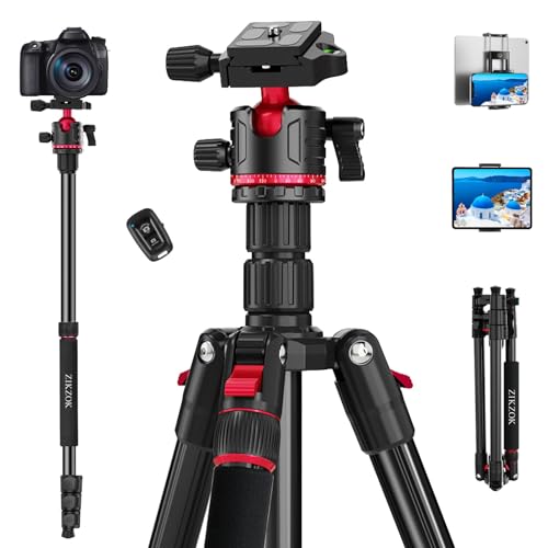 ZIKZOK 70" Tripod for Camera, Professional Aluminum Camera Tripod & Monopod with 360° Ball Head, Adjustable Lightweight Travel Tripod for Phone,DSLR,Tablet with Carry Bag - Image 1