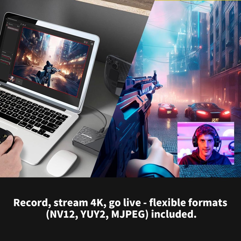 أفيرميديا بطاقة التقاط من AVerMedia للبث المباشر، دعم لتنسيق 4K60 HDR، تسجيل فيديو بدقة 1080p60، بث ألعاب بزمن تأخير منخفض جدًا لأجهزة Switch 2، Xbox، PS5، والكمبيوتر عبر منصات Twitch وOBS وWin11 وMac – StreamLine MINI+ GC311G2 - Image 4