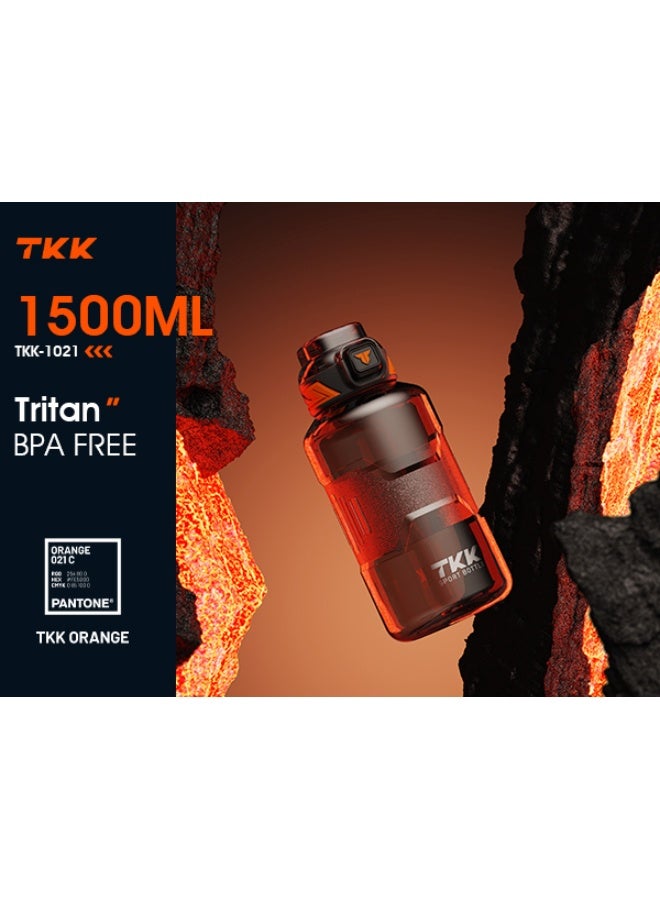 TKK 1500ml Tritan Plastic Water Bottle for sports and gym with rope handle BPA Free with Straw | White - Image 3