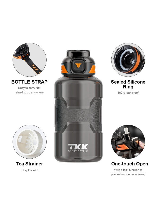 TKK 1500ml Tritan Plastic Water Bottle for sports and gym with rope handle BPA Free with Straw | White - Image 4