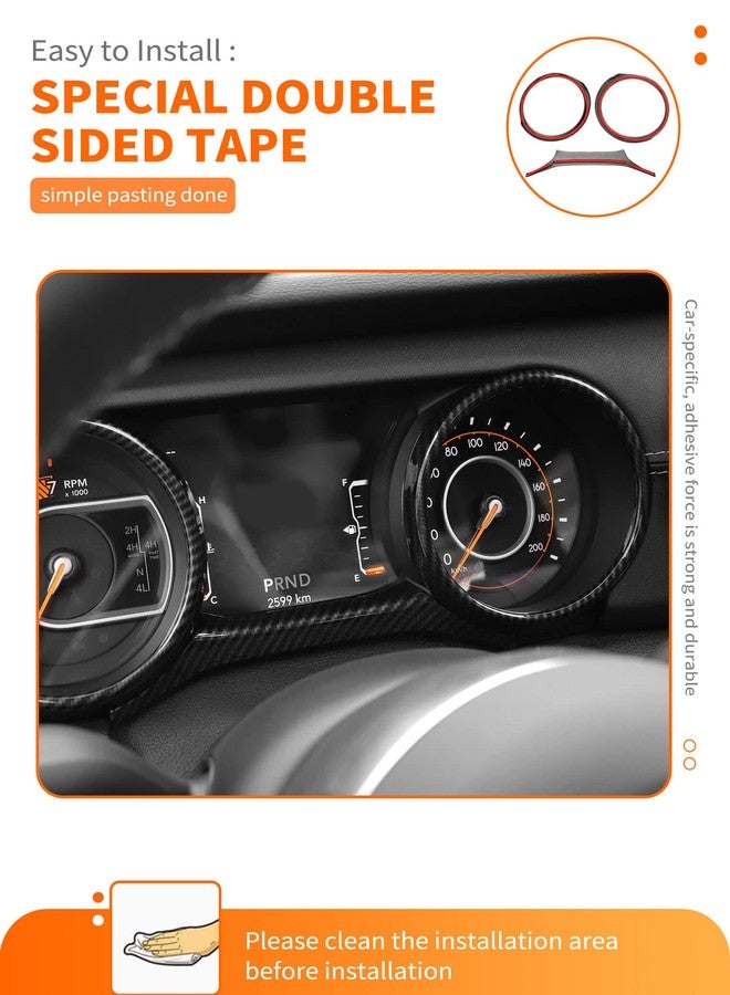 Savadicar Carbon Fiber Interior Accessories - Instrument Panel Trim Set for 2018-2023 Jeep Wrangler JL JLU 4XE & Gladiator JT - Premium Texture Interior Decor Upgrade Option, 3-Piece - Image 4