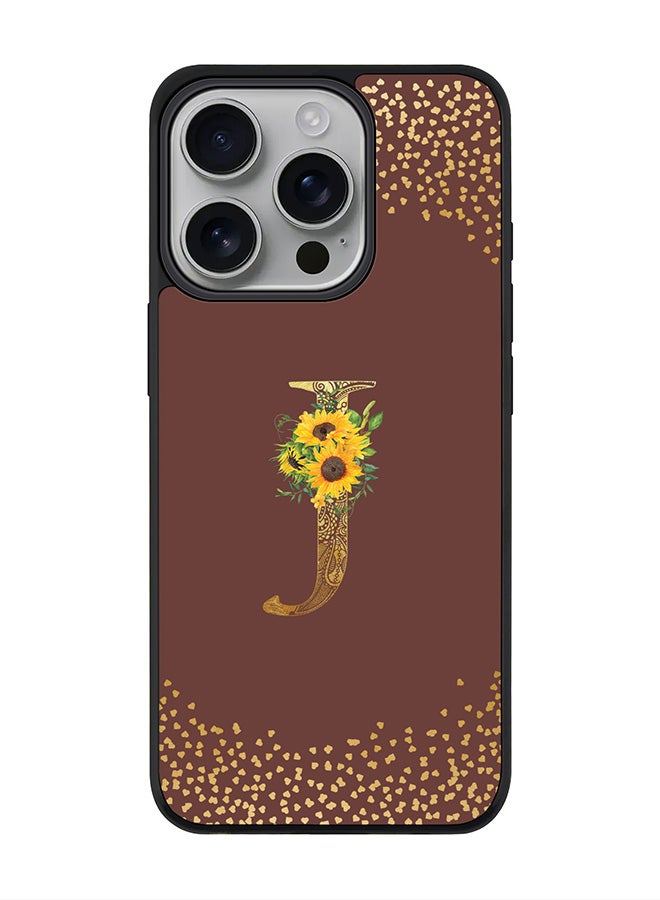 Stylizedd For iPhone 16 Pro Case [Compatible with MagSafe] Slim Magnetic cover Phone Case iPhone 16 Pro -Custom Floral Monogram - J (Brown ) - Image 1