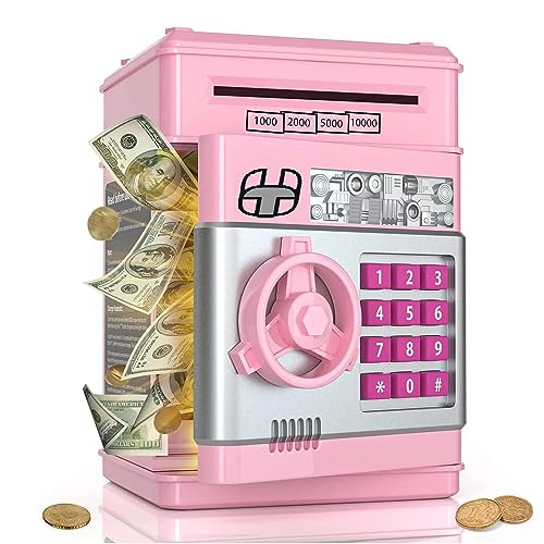 High Trusted® Kids Modern Money Safe ATM Machine, Finger Print Smart Sensor ATM Savings Money Bank with Electronic Lock (Pink) - Image 2