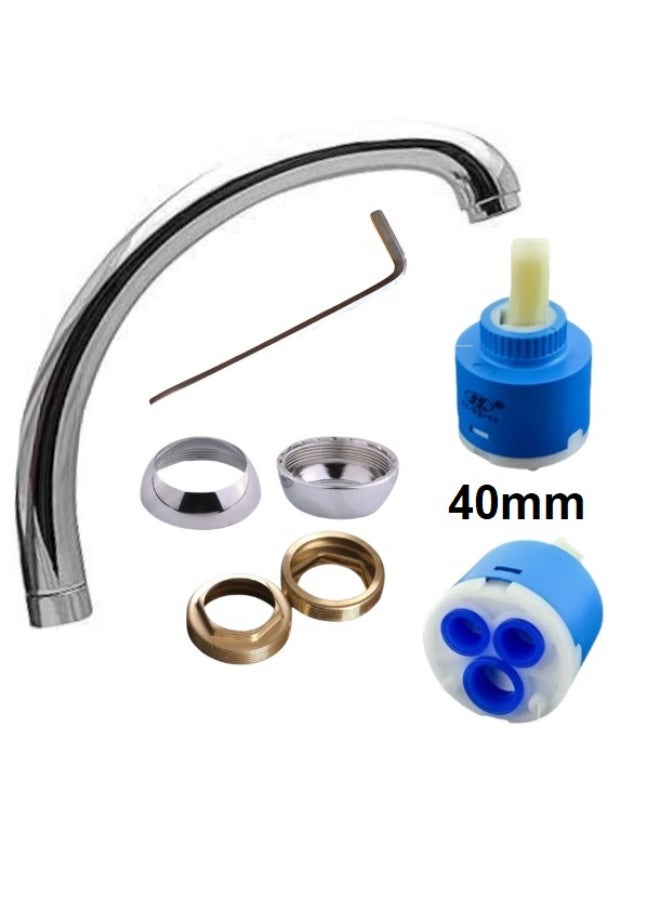 40ml blender core with valve wrench, core clamping nut, and blender bridge