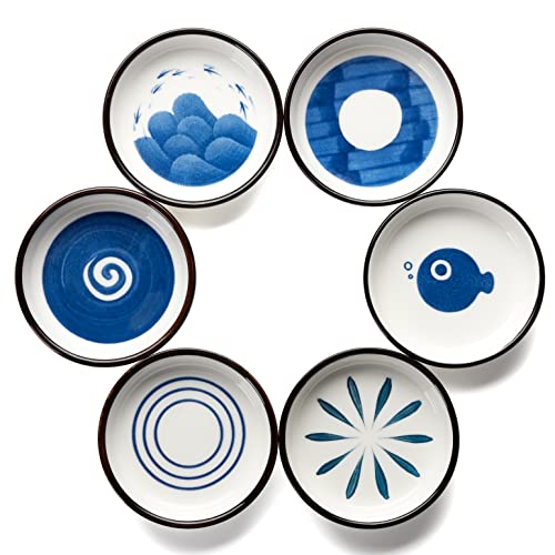 MOSYONE Soy Sauce Dish Ceramic Set of 6 - Soy Sauce Dipping Bowls for Sushi - 3.5 Inch Serving Dish - Japanese Style Dinnerware Set - Image 1