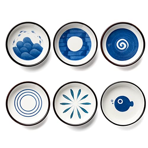 MOSYONE Soy Sauce Dish Ceramic Set of 6 - Soy Sauce Dipping Bowls for Sushi - 3.5 Inch Serving Dish - Japanese Style Dinnerware Set - Image 3