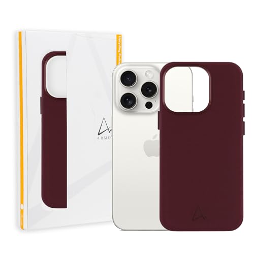 Armor Leather Magnetic Case for iPhone 15 Pro Max Bordeaux Red - Image 1