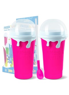 Set of 2 DIY Slushy Maker Cups – 500ml Reusable Quick-Freeze Smoothie & Milkshake Cup with Squeeze-to-Freeze Design, Ideal for Juices, Cold Drinks & Icy Treats – Pink