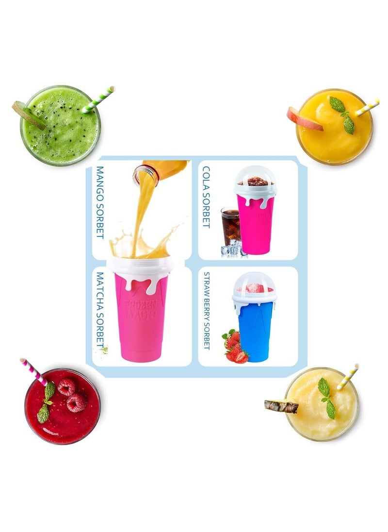 TIGER - Set of 2 DIY Slushy Maker Cups – 500ml Reusable Quick-Freeze Smoothie & Milkshake Cup with Squeeze-to-Freeze Design, Ideal for Juices, Cold Drinks & Icy Treats – Pink - Image 1