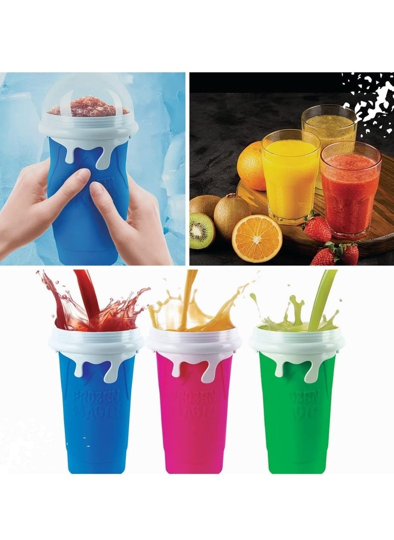 TIGER - Set of 2 DIY Slushy Maker Cups – 500ml Reusable Quick-Freeze Smoothie & Milkshake Cup with Squeeze-to-Freeze Design, Ideal for Juices, Cold Drinks & Icy Treats – Pink - Image 1
