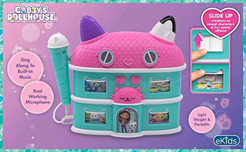 eKids Gabbys Dollhouse Karaoke Microphone with Boombox for Fans of Toddler Toys Kids Karaoke Machine with Built in Music Gabbys Dollhouse - Image 5