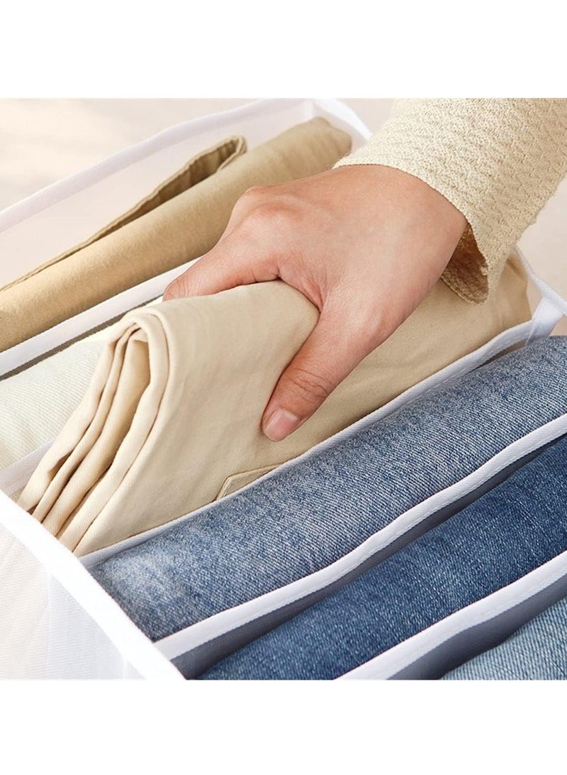 Versatile 7-Grid Folding Drawer Organizers - Mesh Storage Box for Closet, Perfect for Pants, Jeans, T-Shirts, Leggings & Shirts (White) - Image 4