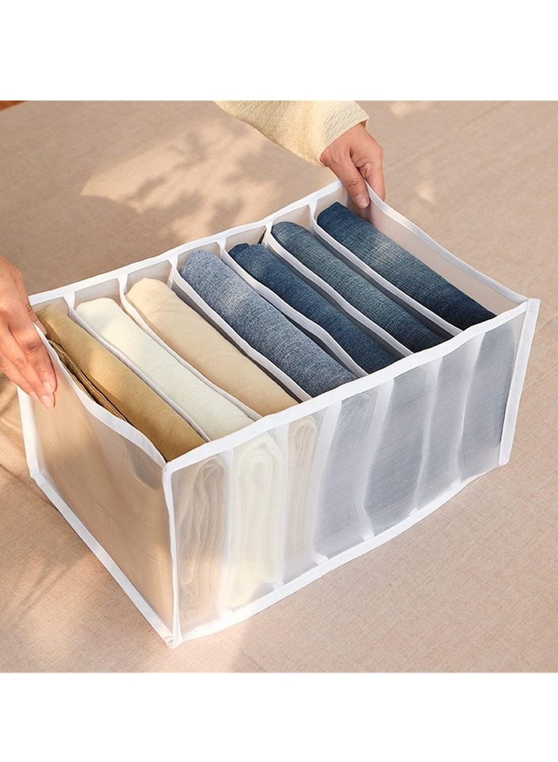 Versatile 7-Grid Folding Drawer Organizers - Mesh Storage Box for Closet, Perfect for Pants, Jeans, T-Shirts, Leggings & Shirts (White) - Image 5