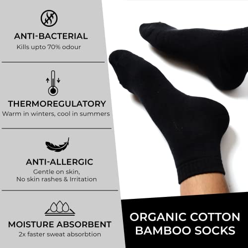 FOOTPRINTS Organic Cotton & Bamboo Ankle Unisex Socks |Black| - Image 2