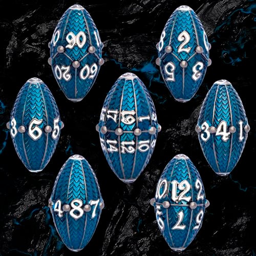 ARUOHHA DND Metal Dice Black Blue Dragons Egg Dice with Rotating Dragon Egg Shell Compatible with DD RPG Role Playing Game Dungeons Polyhedral D and D Dice Set D20 D12 D10 D8 D6 D4 - Image 5