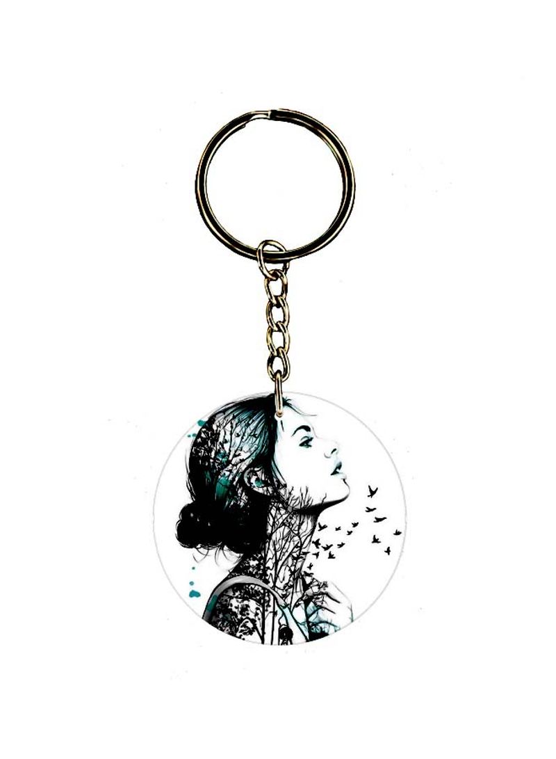 Girl Printed Double Sided Keychain