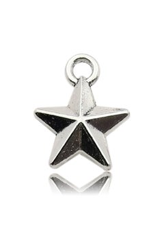 Vintage Diy Handmade Alloy Jewelry Accessories Star Hollow Out Pentagram Meteor Necklace Earrings Pendant Hanging Ornament 10951-ancient silver star 1.1g-11x14mm