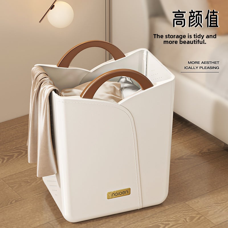 Dirty Clothes Basket Dirty Clothes Storage Basket Household Dirty Clothes Basket Laundry Basket Bathroom Bathroom Clothes Artifact High Color Value(Elegant White-Large-Cafe) - Image 2