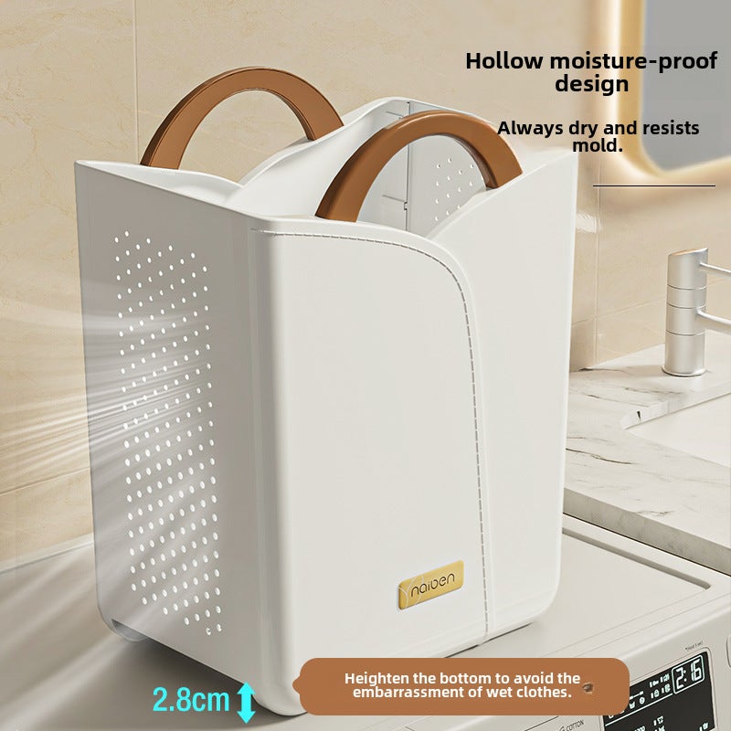 Dirty Clothes Basket Dirty Clothes Storage Basket Household Dirty Clothes Basket Laundry Basket Bathroom Bathroom Clothes Artifact High Color Value(Elegant White-Large-Cafe) - Image 4