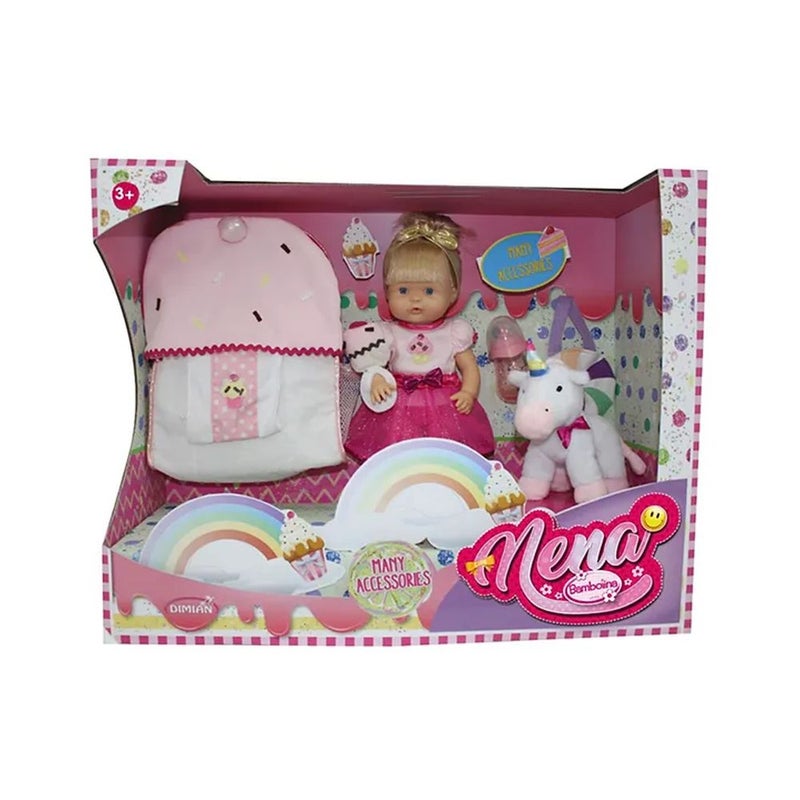 Dimian - Bambolina Nena Doll & Plush Unicorn with Accessories - 9321 - Image 1