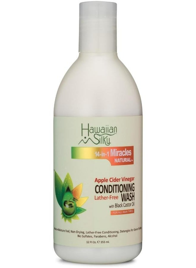 Hawaiian Silky Apple Cider Vinegar Black Castor Oil Cowash Cleanser Hair Moisturizer Treatment 355 ML  - Image 1
