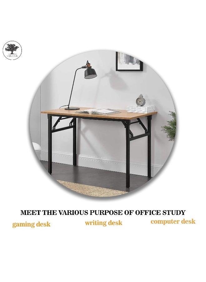 sulfar - Sulfar Folding Table Multi Functional Portable Desk With AdjUStable Height Legs For Computer Camping, Garden, Picnic,Coffee,Bbq, Wood, Folding desk 100×50×75cm - Image 1